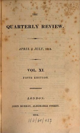 The quarterly review, 11 = No. 21 - 22. 1814