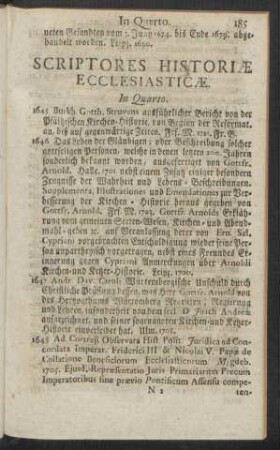Scriptores Historiae Ecclesiasticae. In Quarto