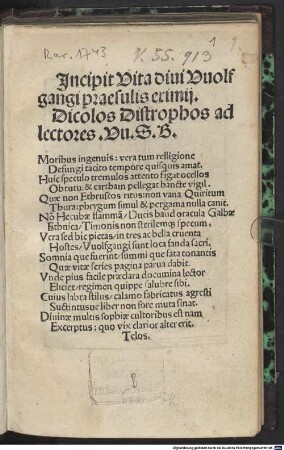 Vita Divi Vuolfgangi praesulis eximii