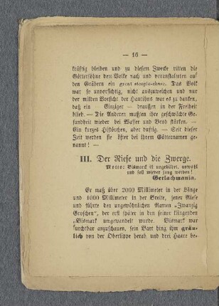 III. Der Riese und die Zwerge.
