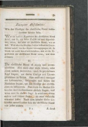 Zweyter Abschnitt: Wie der Prediger die christliche Moral insbesondere lehren solle