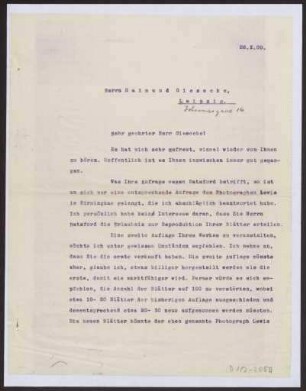 Schreiben an Raimund Giesecke, Leipzig (Brief)