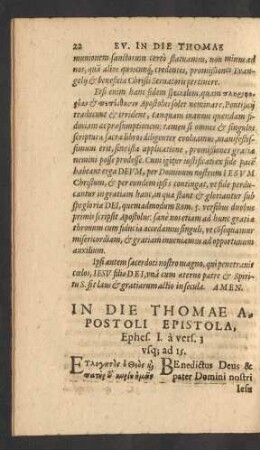 In Die Thomae Apostoli Epistola, Ephes. I a vers. 3 usq[ue] ad 15.