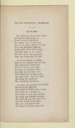 Lied und Liederartiges; Lebensgenuß