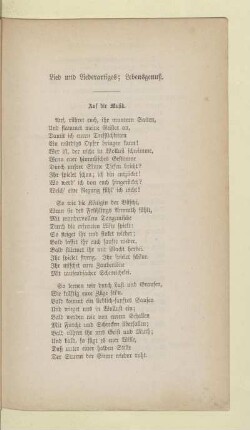 Lied und Liederartiges; Lebensgenuß