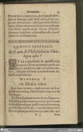 Quaestio Generalis, An Et quis sit Philosophiae in Theologia usus?
