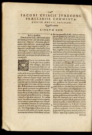 Iacobi Cuiacii ... Commentarius In Aemylii Papiniani Quaestionum Librum XXIX.