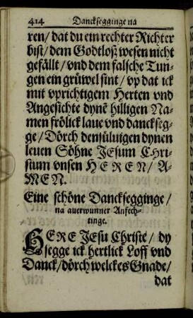 Eine schöne Dancksegginge/ na auerwunner Anfechtinge.