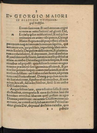 D. Georgio Maiori In Academia Witebergensi Professori.