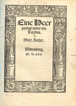Eine Heerpredigt wider den Turcken