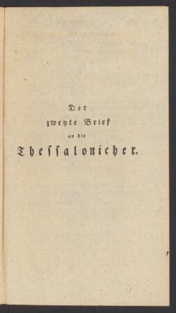 Der zweyte Brief an die Thessalonicher