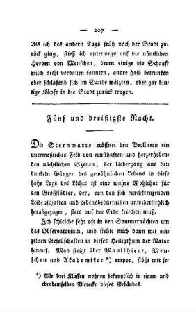 Fünf und dreißigste Nacht. Auf der Sternwarte