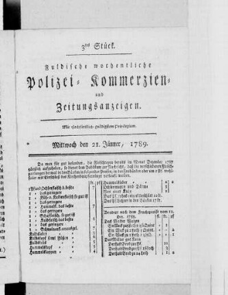 3tes Stück., Ausgabe vom 21. Januar 1789