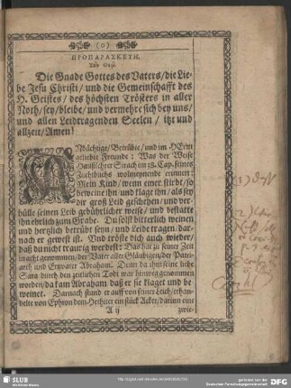 Leichenpredigt : Praelectio Textus. Exordium. Propositio. Votum. Tractatio.