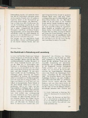 Der Buchdruck in Ratzeburg und Lauenburg