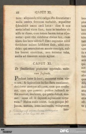 Caput XI. De familiaritate proborum appetenda, malorum fugienda