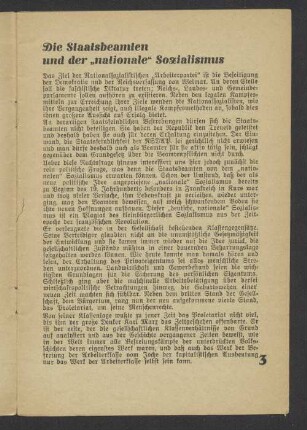 Die Staatsbeamten und der "nationale" Sozialismus