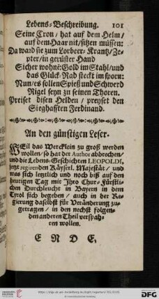 An den günstigen Leser