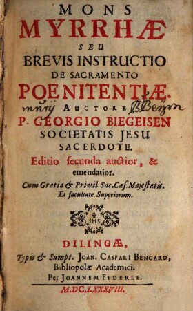 Mons Myrrhae seu brevis instructio de sacramento poenitentiae