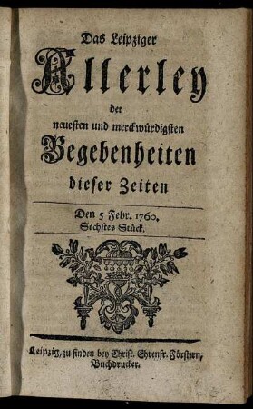Den 5 Febr. 1760. Sechstes Stück.