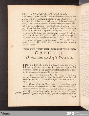 Caput III. Duplex fulcrum Regiæ Prudentiæ.