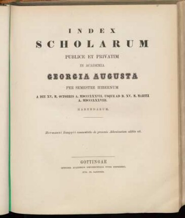 1877_WS: Index scholarum publice et privatim in Academia Georgia Augusta ... habendarum