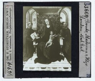 Bouts (Dierick, Werkstatt), Thronende Madonna mit den heiligen Petrus und Paulus (London, NG 774)