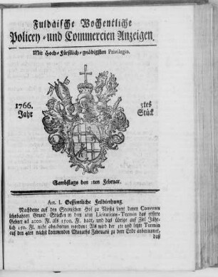 5tes Stück, Ausgabe vom 1. Februar 1766