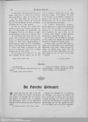 Die Parochie Wehrsdorf