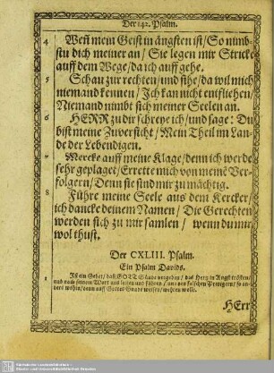 Der CXLIII. Psalm