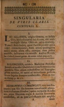 Singularia de viris eruditione claris centuriae tres