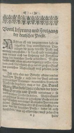 Vom Ursprung und Fortgang der deutschen Poesie.