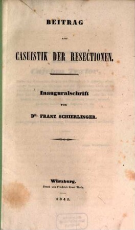 Beitrag zur Casuistik der Resectionen