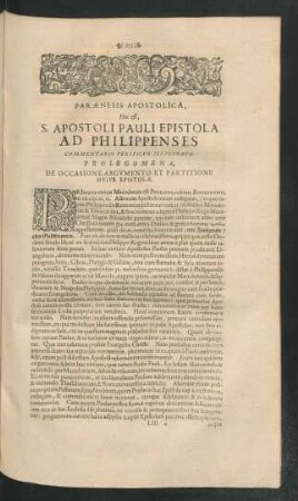 Paraenesis Apostolica, Hoc est, S. Apostoli Pauli Epistola Ad Philippenses.