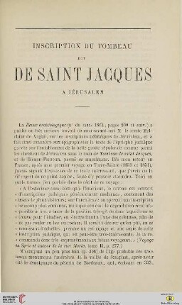 N.S. 11.1865: Inscription du tombeau dit de Saint Jacques à Jérusalem