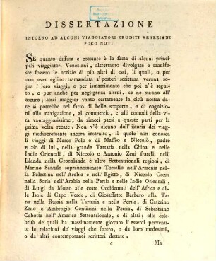 Dissertazione intorno ad alcuni viaggiatori eruditi Veneziani