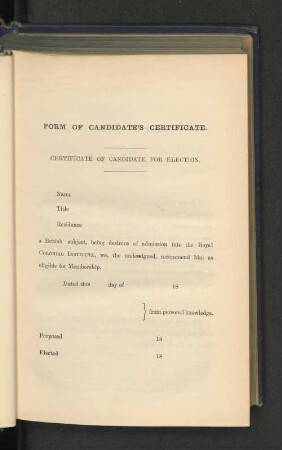Form of Candidate´s Certificate.