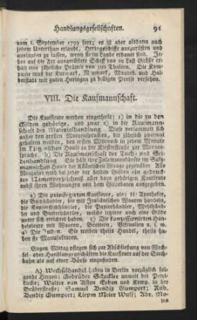 VIII. Die Kaufmannschaft.