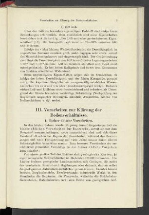 III. Vorarbeiten zur Klärung der Bodenverhältnisse