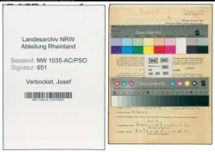 Entnazifizierung Josef Verbocket , geb. 20.10.1908 (Bergmann)