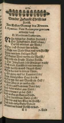 ... Am Ersten Sontag - vierdte[n] Sontage des Advents.