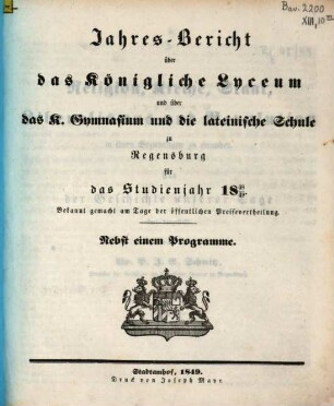 Jahres-Bericht. 1848/49 (1849)