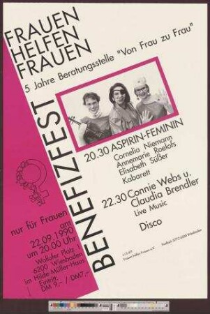 Benefizfest Frauen helfen Frauen : 5 Jahre Beratungsstelle "Von Frau zu Frau"