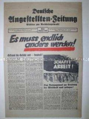 Sonderdruck zur Reichstagswahl im November 1932 mit Ausrichtung auf die Angestellten