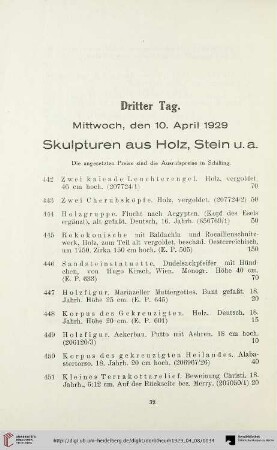 Dritter Tag. Mittwoch, den 10. April 1929 (Nr. 442-599)