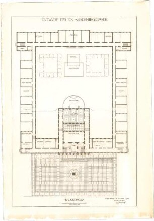 Billing, Hermann; Karlsruhe (Baden-Württemberg); Akademiegebäude - Grundriss EG