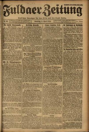 Erste Ausgabe vom Sonntag, den 06. April 1924.