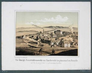 Die Steinkohlenwerke und die Eisengießerei (1829 gegründet) in Zaukerode (Freital), aus dem Album der Sächsischen Industrie