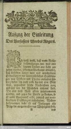 Auszug der Einleitung des Verfassers Woodes Rogers