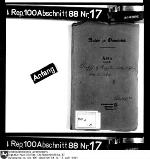 Viehschatzregister (ohne Viehbestand) des Amts Iburg 1600, 1610, 1611